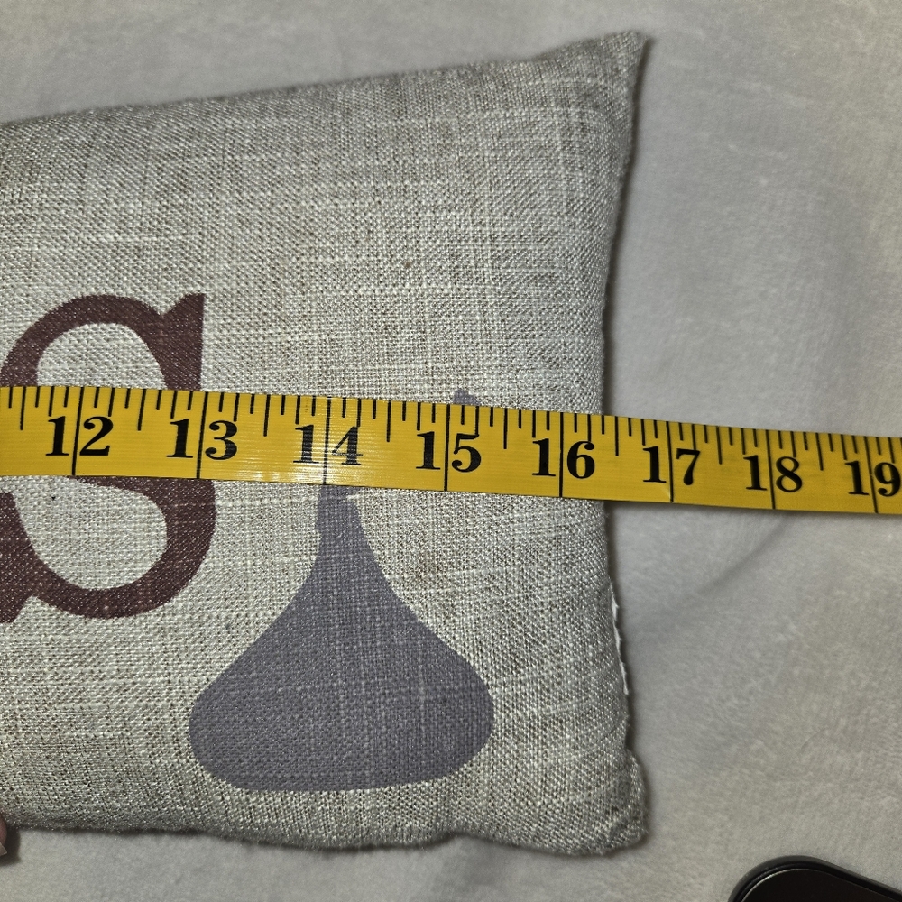 Decorative Gray Pillow with Hugs & Kisses Design - Picture 3 of 4